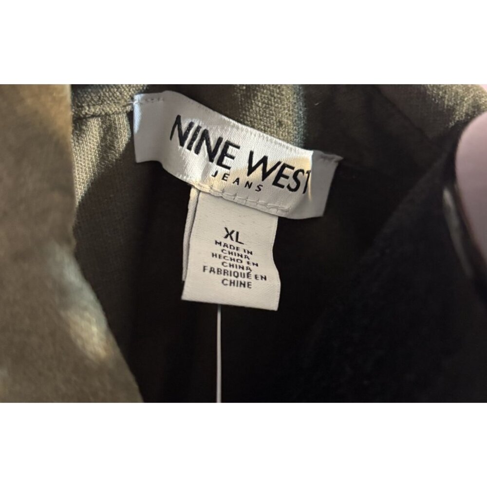 Nine West Empire Waist Olive Green Corduroy Babydoll Shirt Dress - Picture 5 of 14